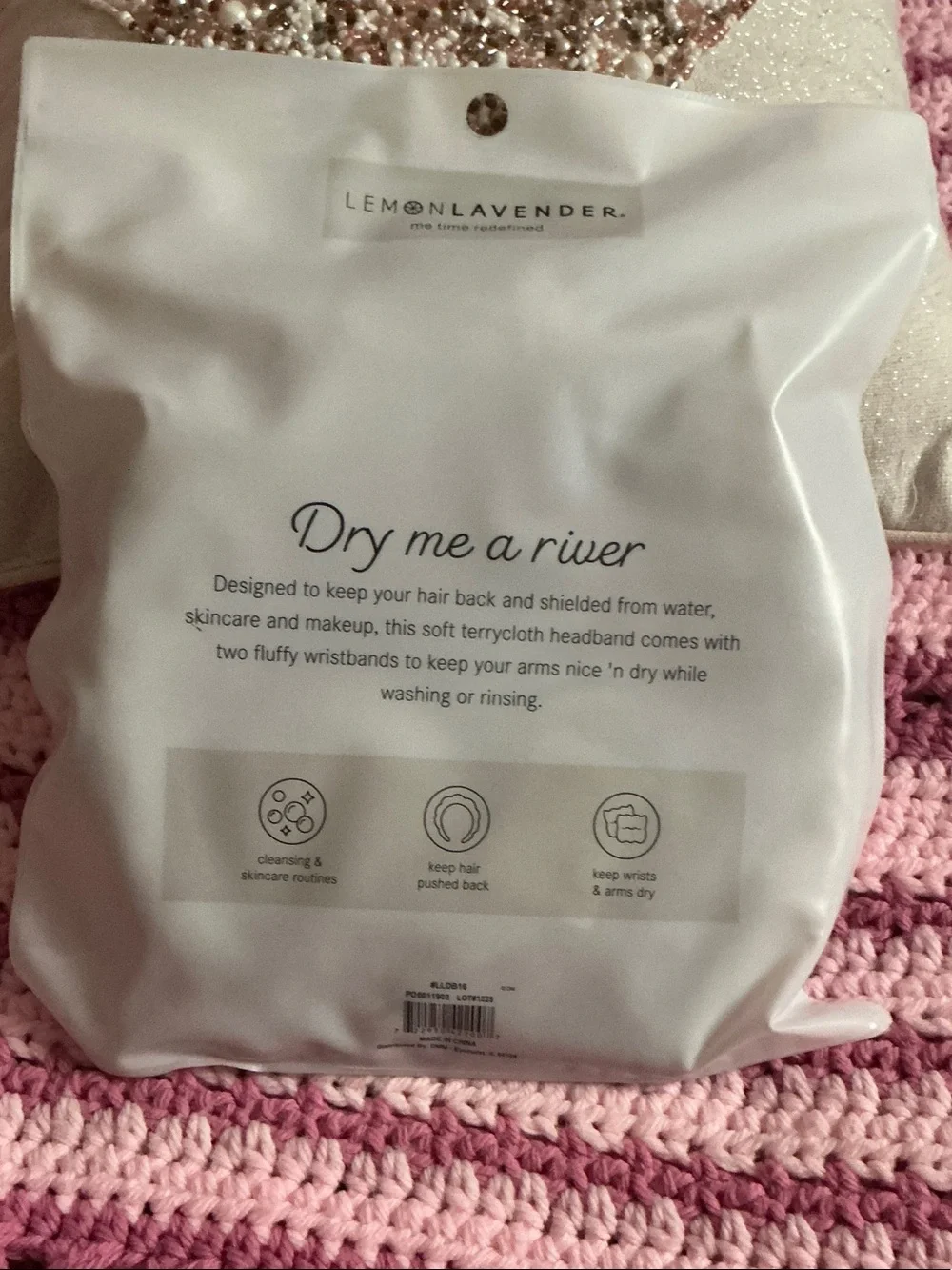 Lemon lavender Washed Luxe Super Soft Headband & Wristband Set - Gray 3 Pieces